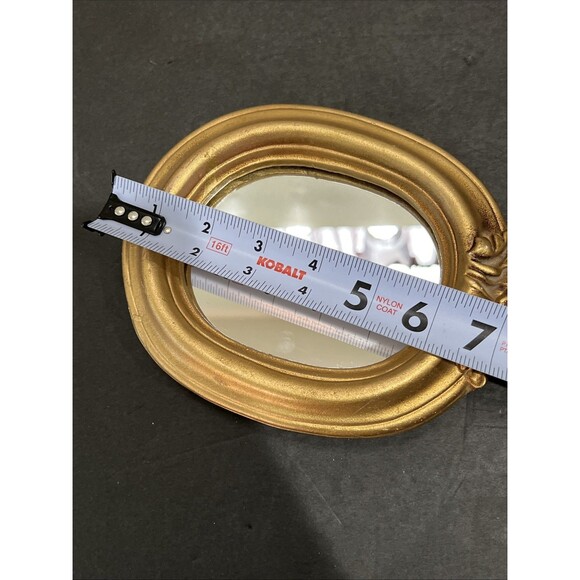 Gold Gilt Ornate Plaster Wall Mirror Rococo Baroque Style Oval Small Vintage - Picture 8 of 16